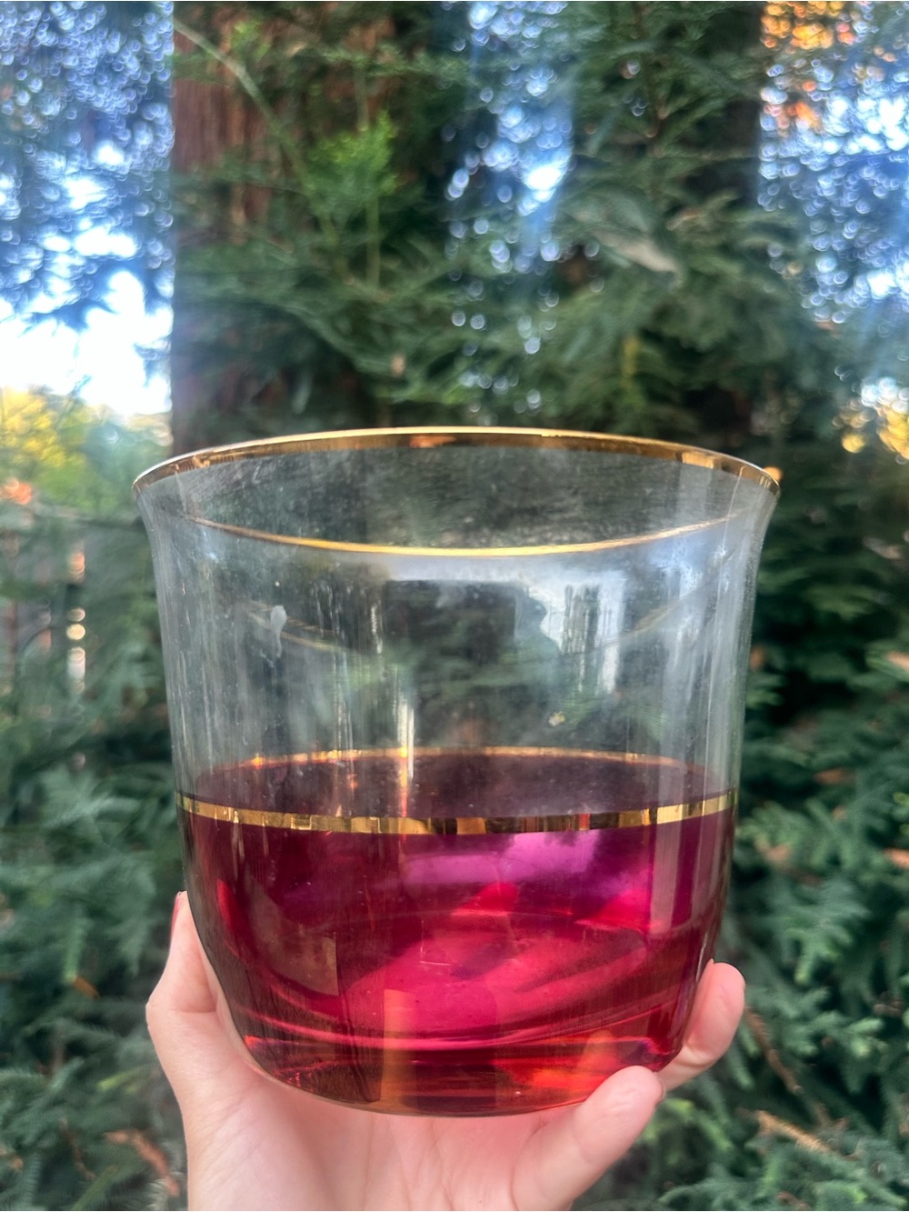 vintage ruby-flashed glass ice bucket